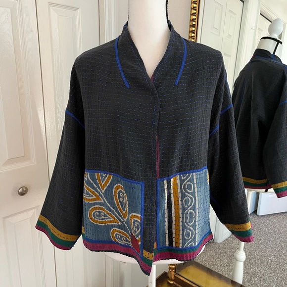 Mieko Vintage Cotton Kantha Reversible Jacket. Artwear at its Finest! Size 1/Sm - Picture 6 of 10